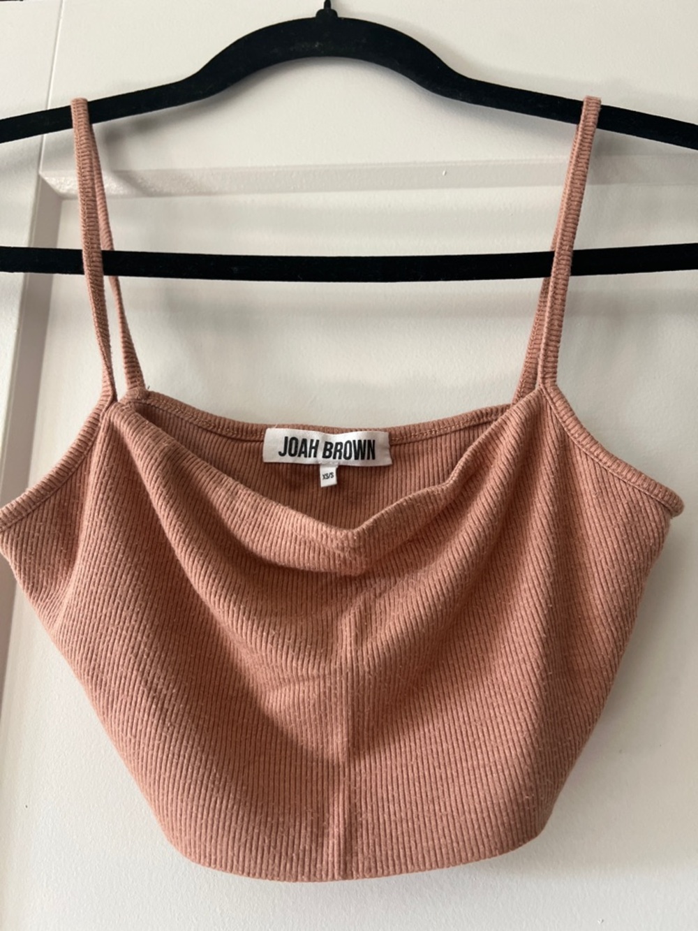 Josh Brown Ribbed Spaghetti Strap Crop Top - Dusty Rose
